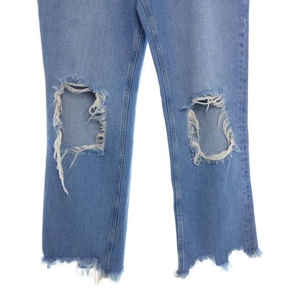 We The Free Maggie Mid Rise Straight Leg Distressed Light Stone Wash Size 28 - Picture 2 of 9